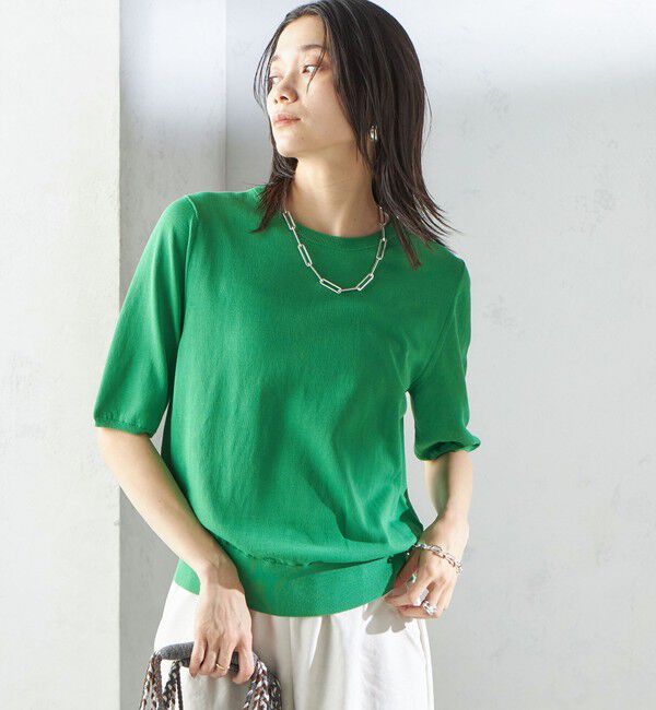 SHIPS for women「〈接触冷感 / 手洗い可能〉アイスコットン ショート スリーブ プルオーバー」|ニット・セーター|