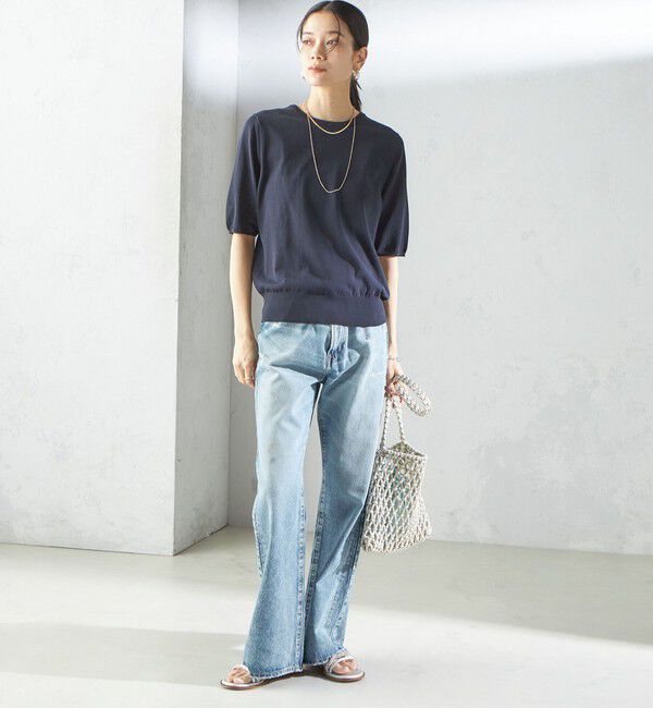 SHIPS for women「〈接触冷感 / 手洗い可能〉アイスコットン ショート スリーブ プルオーバー」|ニット・セーター|