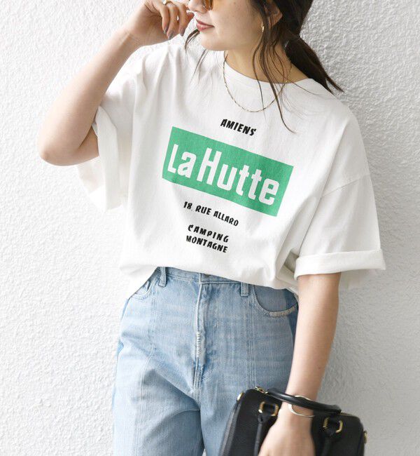SHIPS any「【SHIPS any別注】La Hutte:〈洗濯機可能〉ロゴ プリント ルーズ TEE」|Tシャツ・カットソー|ホワイト