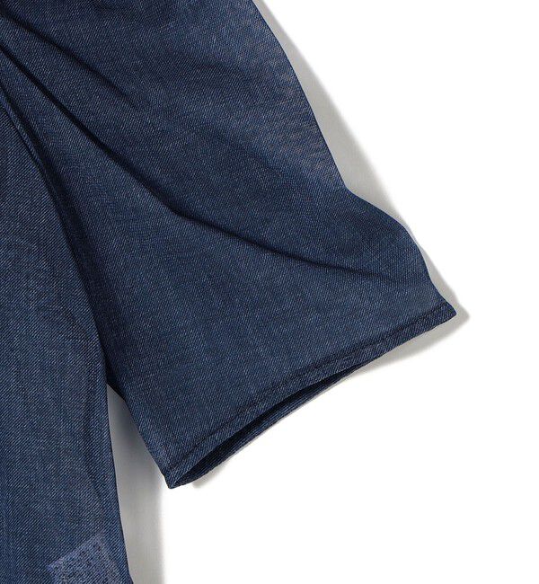 SHIPS for women「troisiemeCHACO:〈手洗い可能〉デニム プリント チュール ブラウス」|シャツ・ブラウス|