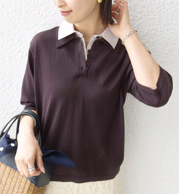 SHIPS for women「【WEB限定】〈手洗い可能〉ダブルカラー ショート スリーブ ポロ」|ポロシャツ|