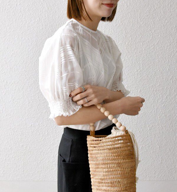 SHIPS any「SHIPS any:〈洗濯機可能〉シアー チェック ドルマン シャーリング パフ ブラウス」|シャツ・ブラウス|