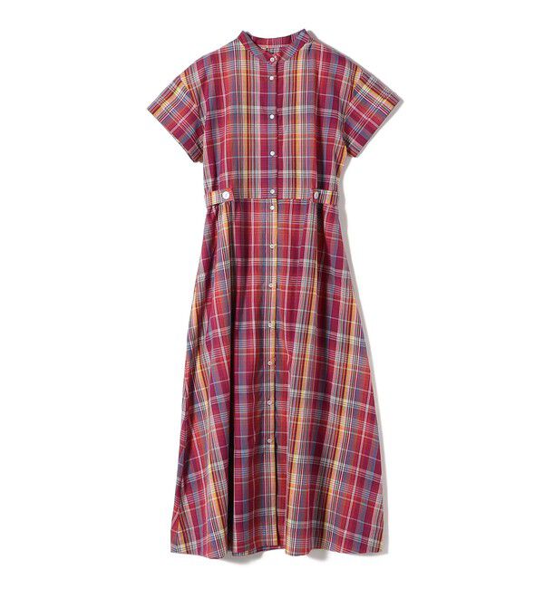 SHIPS Colors 「SHIPS Colors:〈手洗い可能〉マドラスチェック ウエスト タブ ワンピース◇」|ワンピース|ピンク