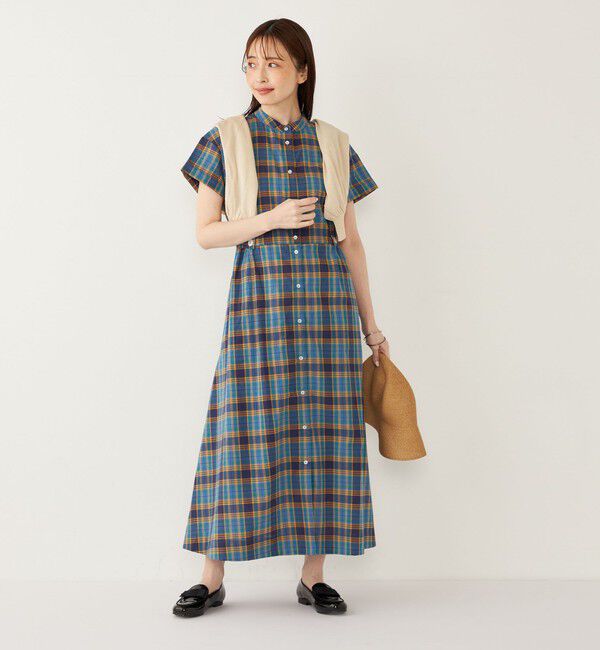 SHIPS Colors 「SHIPS Colors:〈手洗い可能〉マドラスチェック ウエスト タブ ワンピース◇」|ワンピース|