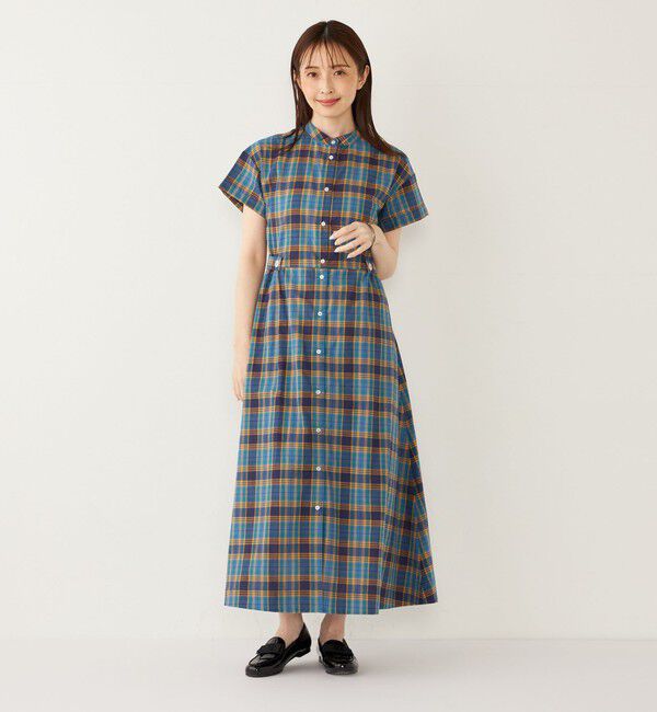SHIPS Colors 「SHIPS Colors:〈手洗い可能〉マドラスチェック ウエスト タブ ワンピース◇」|ワンピース|
