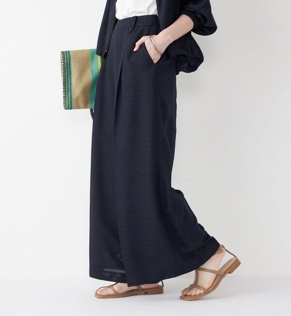 SHIPS Colors 「SHIPS Colors:〈手洗い可能〉バスケット クロップド ワイド パンツ」|その他|ネイビー