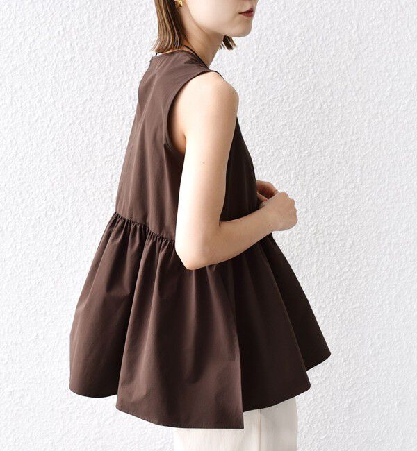 SHIPS for women「〈接触冷感 / 撥水加工〉TEX BRID(R)タフタ ギャザー ノースリーブ ブラウス」|シャツ・ブラウス|