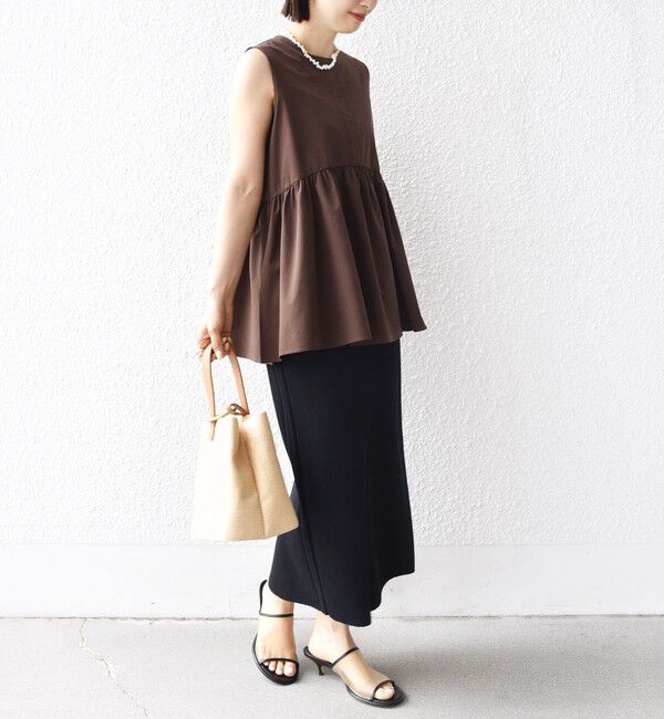 SHIPS for women「〈接触冷感 / 撥水加工〉TEX BRID(R)タフタ ギャザー ノースリーブ ブラウス」|シャツ・ブラウス|