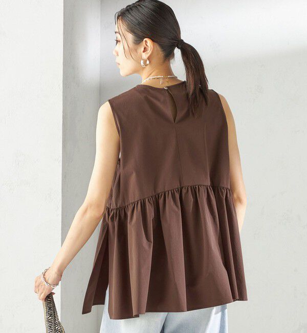 SHIPS for women「〈接触冷感 / 撥水加工〉TEX BRID(R)タフタ ギャザー ノースリーブ ブラウス」|シャツ・ブラウス|