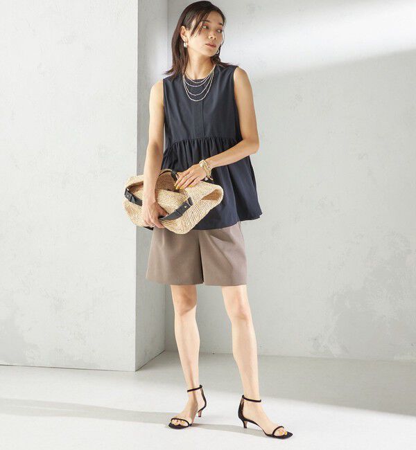 SHIPS for women「〈接触冷感 / 撥水加工〉TEX BRID(R)タフタ ギャザー ノースリーブ ブラウス」|シャツ・ブラウス|