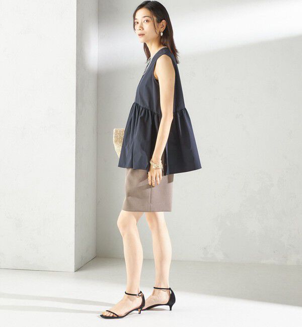 SHIPS for women「〈接触冷感 / 撥水加工〉TEX BRID(R)タフタ ギャザー ノースリーブ ブラウス」|シャツ・ブラウス|