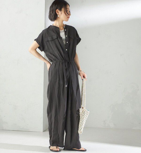 SHIPS for women「〈手洗い可能〉ダブル ポケット ミリタリー オールインワン」|オールインワン|ブラック