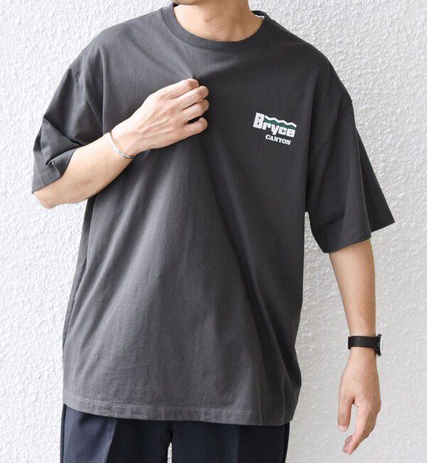 SHIPS any「【WEB限定】SHIPS any: NATIONAL PARK ヴィンテージライク ワンポイント プリント Tシャツ◇」|Tシャツ・カットソー|ダークグレー
