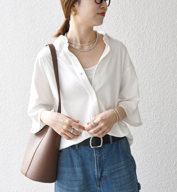 SHIPS any「SHIPS any:〈接触冷感/汗染み防止加工/洗濯機可能〉ジャージー ワイド シャツ」|シャツ・ブラウス|