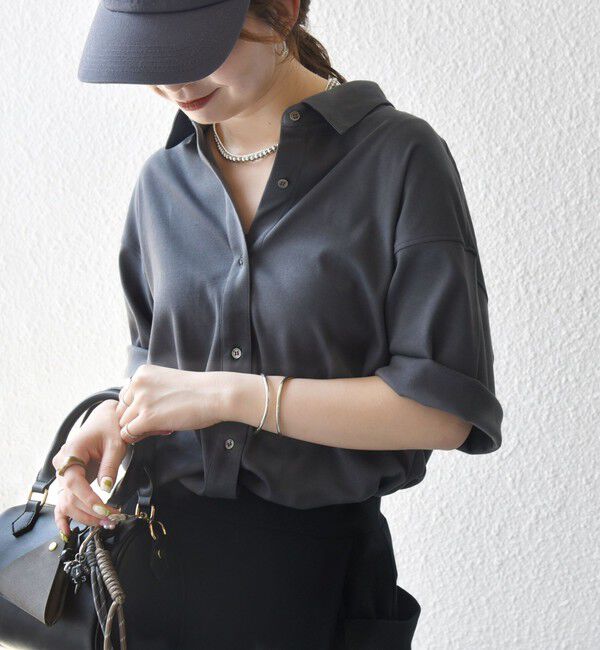 SHIPS any「SHIPS any:〈接触冷感/汗染み防止加工/洗濯機可能〉ジャージー ワイド シャツ」|シャツ・ブラウス|