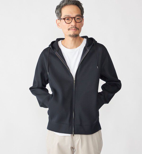 SHIPS「SHIPS:〈吸水速乾/通気性〉メッシュ ダブルニット ジップ パーカー」|パーカー|ネイビー
