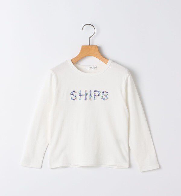 SHIPS KIDS「SHIPS KIDS:100～130cm / フラワー 刺繍 ロゴ 長袖 Tシャツ」|Tシャツ・カットソー|