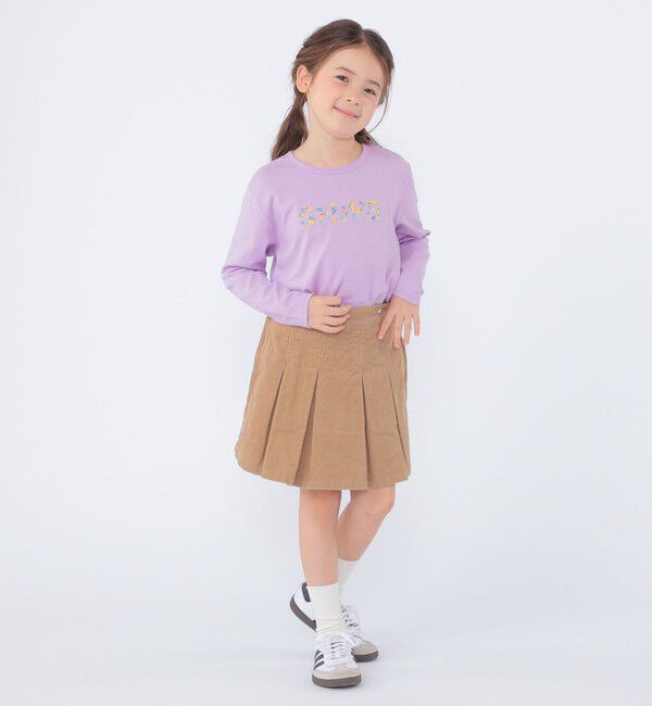 SHIPS KIDS「SHIPS KIDS:100～130cm / フラワー 刺繍 ロゴ 長袖 Tシャツ」|Tシャツ・カットソー|