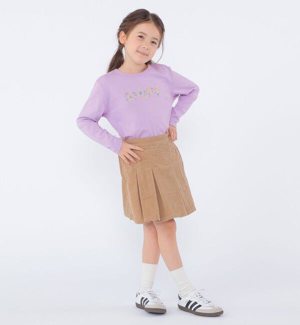 SHIPS KIDS「SHIPS KIDS:100～130cm / フラワー 刺繍 ロゴ 長袖 Tシャツ」|Tシャツ・カットソー|