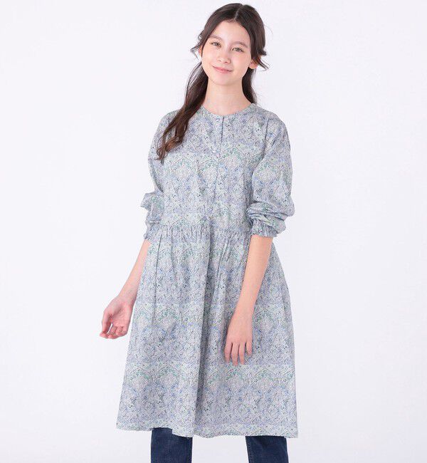 SHIPS KIDS「SHIPS KIDS:140～150cm / リバティ 長袖 ワンピース」|ワンピース|ブルー系