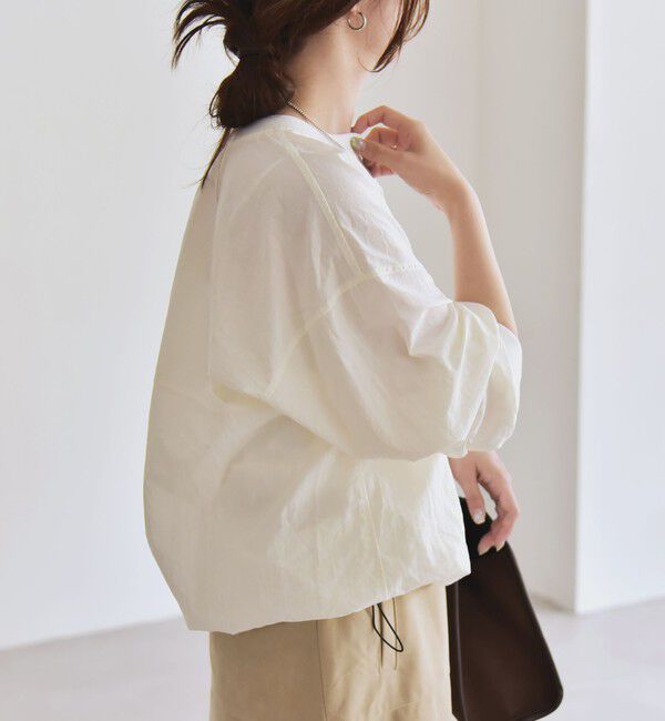 quaranciel「quaranciel:〈多機能/洗濯機可能〉ナイロン タスラン ドロスト ルーズ プルオーバー」|プルオーバー|ホワイト