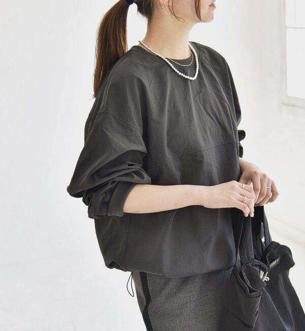 quaranciel「quaranciel:〈多機能/洗濯機可能〉ナイロン タスラン ドロスト ルーズ プルオーバー」|プルオーバー|チャコールグレー