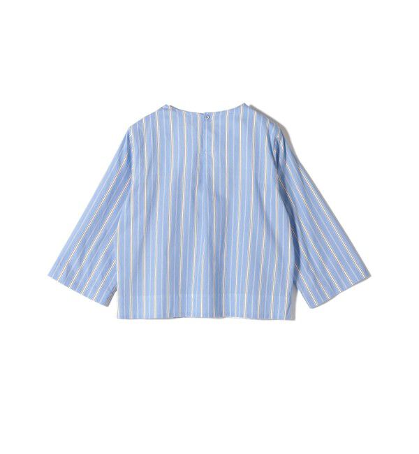 SHIPS for women「SHIPS Primary Navy Label:SOMELOS ストライプ フリル ブラウス」|シャツ・ブラウス|