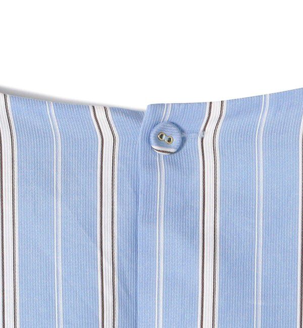 SHIPS for women「SHIPS Primary Navy Label:SOMELOS ストライプ フリル ブラウス」|シャツ・ブラウス|