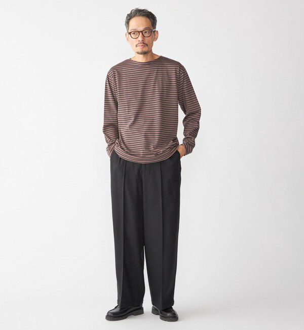 SHIPS「【WEB限定】SHIPS: バスク ボーダー ボートネック ワンポイントワッペン ロングスリーブ Tシャツ」|Tシャツ・カットソー|