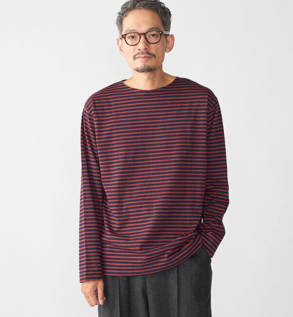 SHIPS「【WEB限定】SHIPS: バスク ボーダー ボートネック ワンポイントワッペン ロングスリーブ Tシャツ」|Tシャツ・カットソー|