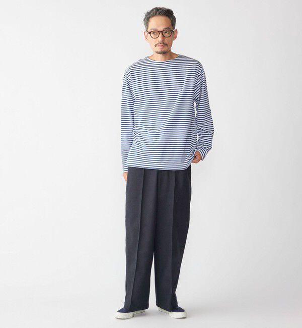 SHIPS「【WEB限定】SHIPS: バスク ボーダー ボートネック ワンポイントワッペン ロングスリーブ Tシャツ」|Tシャツ・カットソー|