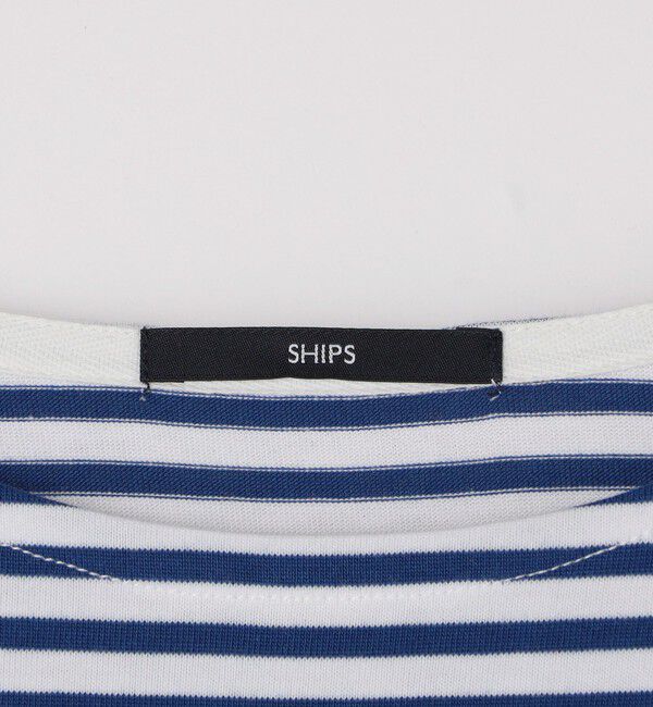 SHIPS「【WEB限定】SHIPS: バスク ボーダー ボートネック ワンポイントワッペン ロングスリーブ Tシャツ」|Tシャツ・カットソー|
