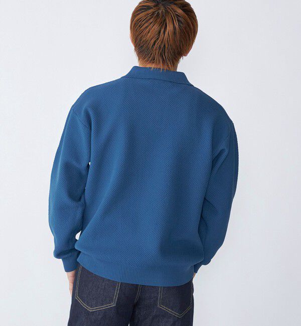 SHIPS「City Ambient Products:〈手洗い可能〉ポリエステル メッシュ ニット ポロ ロングスリーブ」|ニット・セーター|