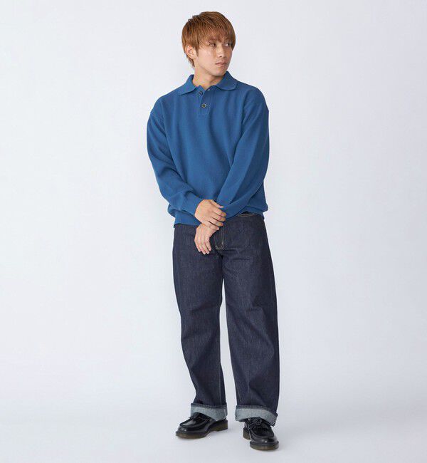 SHIPS「City Ambient Products:〈手洗い可能〉ポリエステル メッシュ ニット ポロ ロングスリーブ」|ニット・セーター|