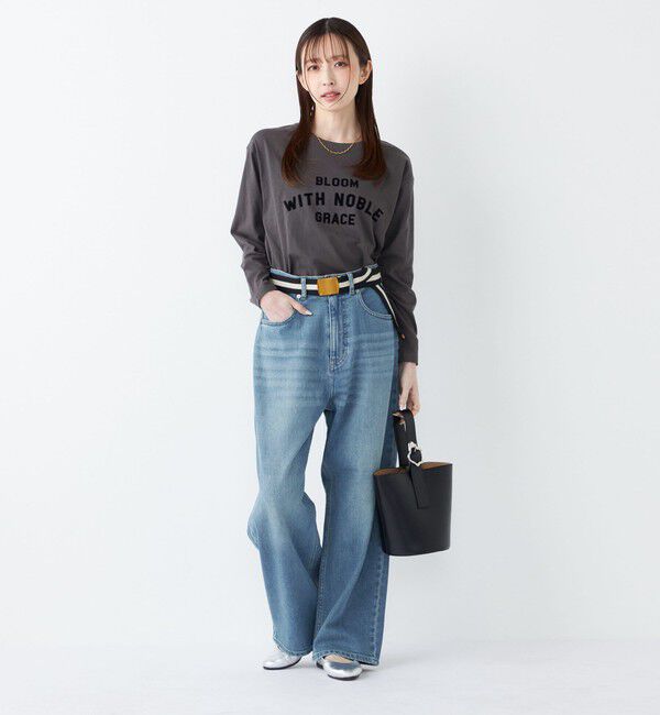 SHIPS Colors 「SHIPS Colors:〈洗濯機可能〉フロッキー プリント ロゴTシャツ（ロンT）◇」|Tシャツ・カットソー|