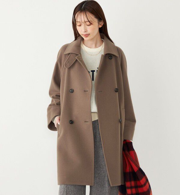 SHIPS Colors 「SHIPS Colors:SUPER100 ラグランスリーブ ダブルボタン コート◇」|ステンカラーコート|