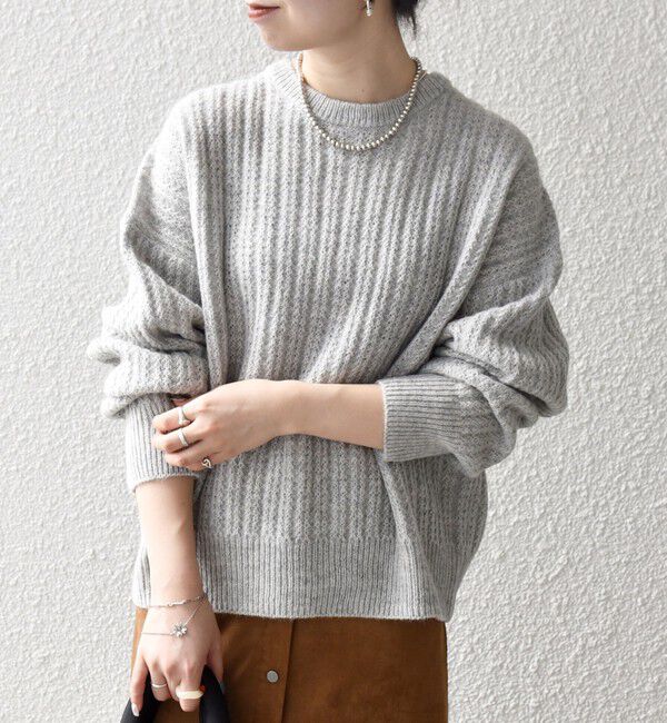 SHIPS any「《追加予約》SHIPS any: リブ タック編み クルーネック ボタン ニット プルオーバー」|ニット・セーター|