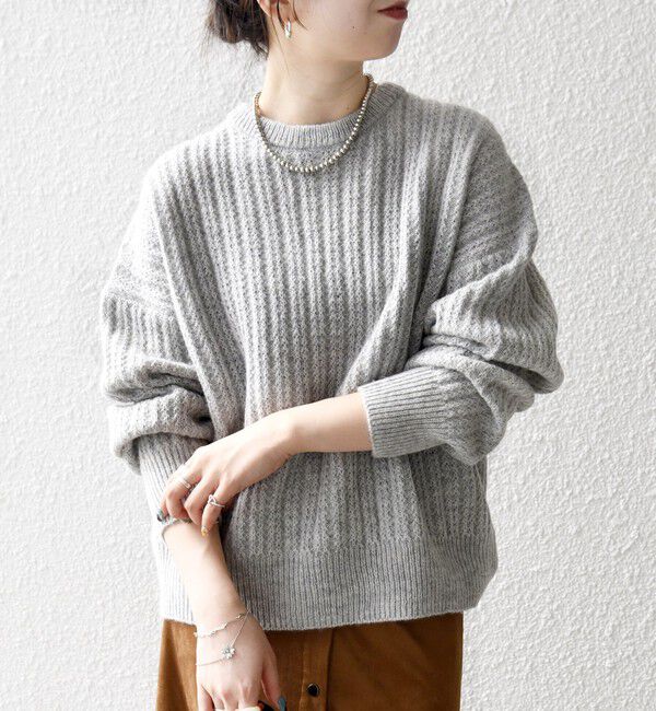 SHIPS any「《追加予約》SHIPS any: リブ タック編み クルーネック ボタン ニット プルオーバー」|ニット・セーター|