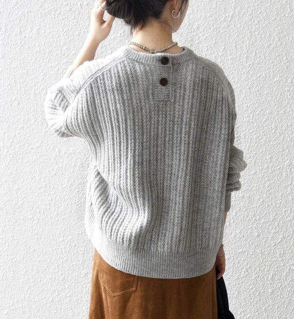 SHIPS any「《追加予約》SHIPS any: リブ タック編み クルーネック ボタン ニット プルオーバー」|ニット・セーター|