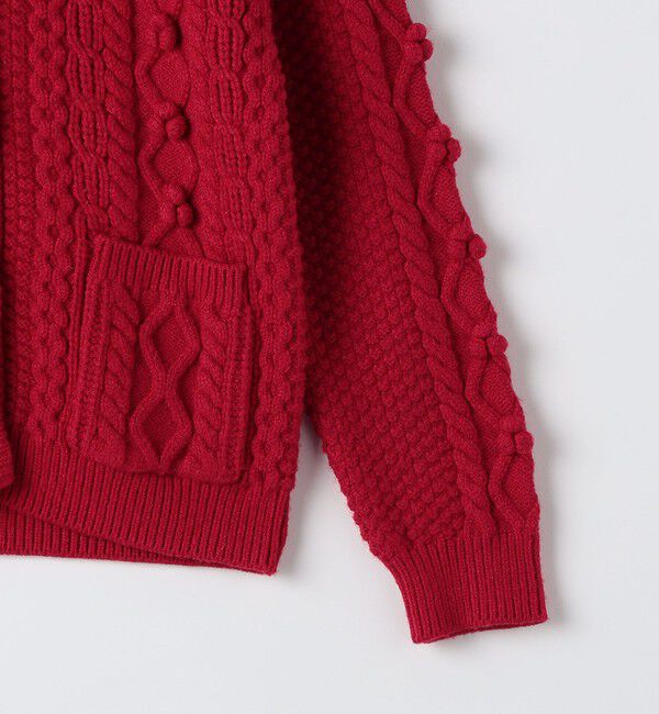 SHIPS KIDS「SHIPS KIDS:80～90cm /〈洗濯機可能〉ケーブル ニット ポンポン カーディガン」|カーディガン|