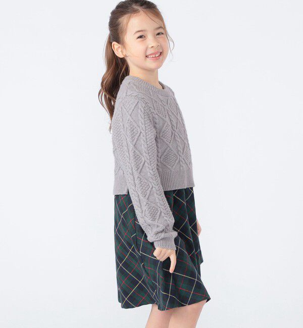SHIPS KIDS「SHIPS KIDS:100～130cm /〈洗濯機可能〉ケーブルニット ドッキング ワンピース」|ワンピース|