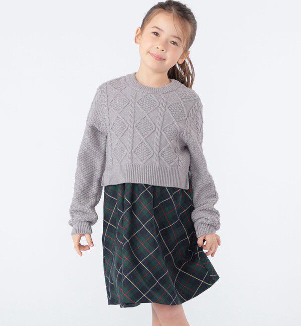 SHIPS KIDS「SHIPS KIDS:100～130cm /〈洗濯機可能〉ケーブルニット ドッキング ワンピース」|ワンピース|