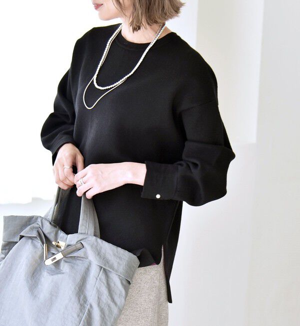 quaranciel「quaranciel:〈手洗い可能〉ダブルフェイス パールモチーフ ワイド ニット プルオーバー」|ニット・セーター|