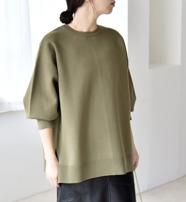 quaranciel「quaranciel:〈手洗い可能〉ダブルフェイス パールモチーフ ワイド ニット プルオーバー」|ニット・セーター|