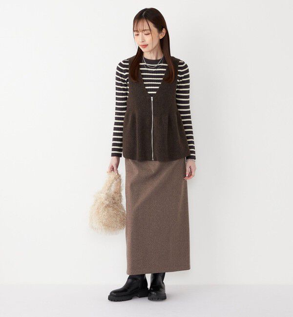 SHIPS Colors 「SHIPS Colors:〈手洗い可能〉ジャージー へリボーン / チェック タイトスカート」|スカート|