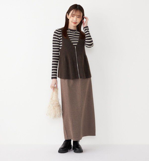 SHIPS Colors 「SHIPS Colors:〈手洗い可能〉ジャージー へリボーン / チェック タイトスカート」|スカート|