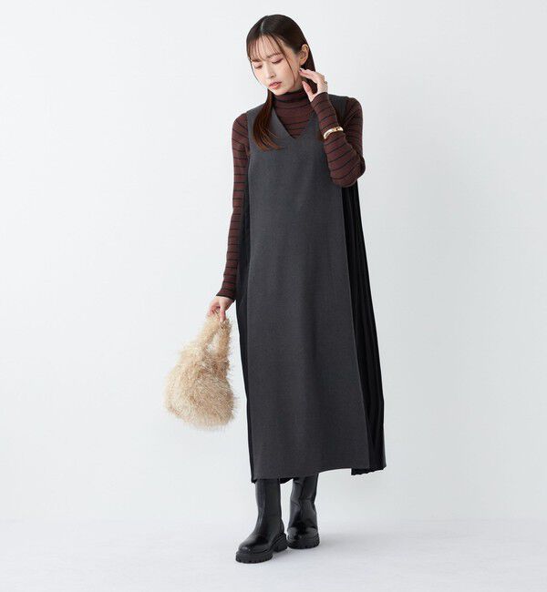 SHIPS Colors 「SHIPS Colors:〈手洗い可能〉プリーツ コンビ ジャンパー ワンピース」|ワンピース|