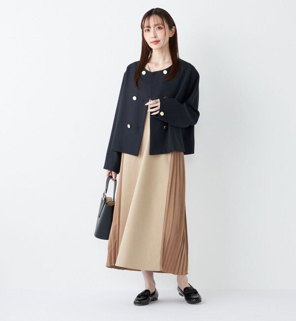 SHIPS Colors 「SHIPS Colors:〈手洗い可能〉プリーツ コンビ ジャンパー ワンピース」|ワンピース|