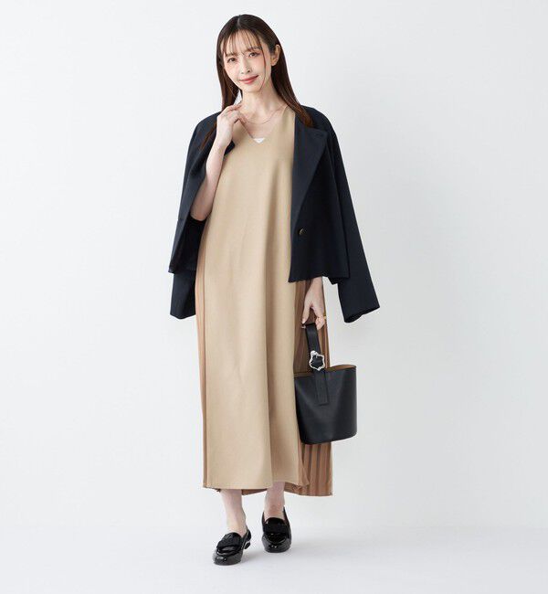 SHIPS Colors 「SHIPS Colors:〈手洗い可能〉プリーツ コンビ ジャンパー ワンピース」|ワンピース|