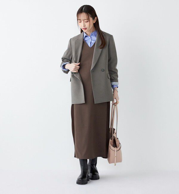 SHIPS Colors 「SHIPS Colors:〈手洗い可能〉プリーツ コンビ ジャンパー ワンピース」|ワンピース|